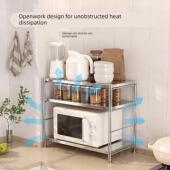 日式 不锈钢台面置物架厨房微波炉收纳架家用烤箱锅具多层储物架子