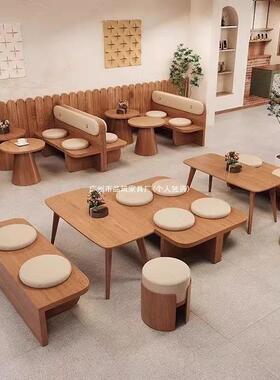 卡座沙发奶茶店桌座椅组合咖楼厅餐桌商用啡酒吧餐饮茶jc-007靠墙