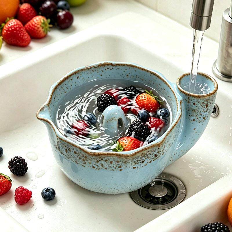 浆果漩涡碗陶瓷自动冲洗水果漩涡碗家用沥水Berry Swirl Bowl跨境