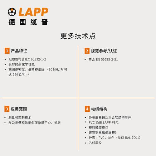 缆普LAPP电线电缆ÖLFLEX® CLASSIC 115 CY国标铜芯装修护套软线