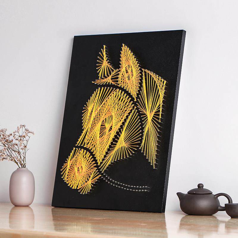 创意钉子绕线 线画 画手工diy弦丝画 画材料包送朋友装饰画 画马