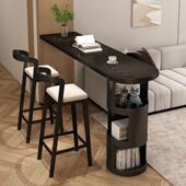 法式 炭黑白蜡木吧台桌靠墙隔断压克力长条桌客厅沙发边柜高脚桌