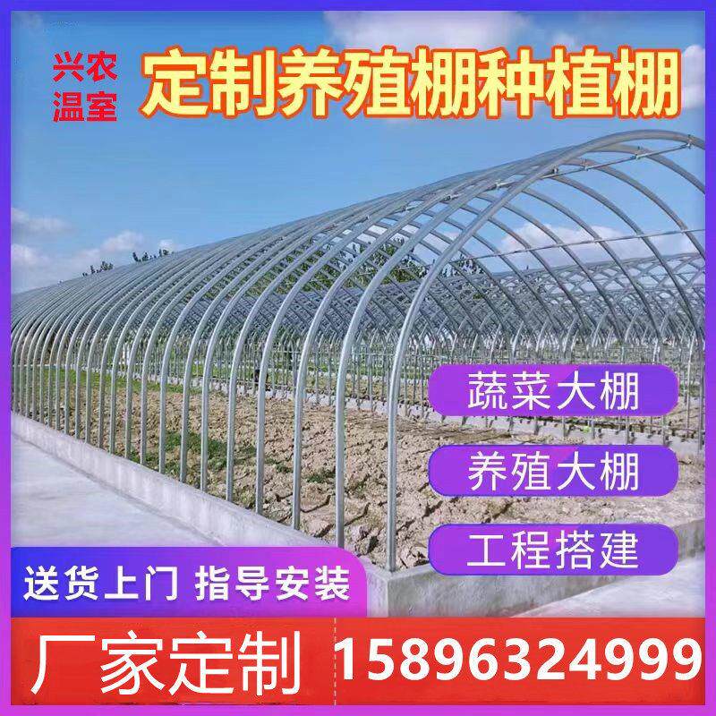 椭圆管温室大棚养殖蔬菜保温种植简易连栋棚全套热浸镀锌钢管骨架
