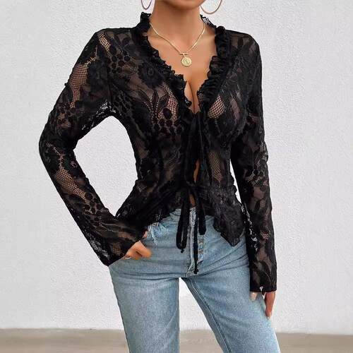Blouse Womens Fashion Sexy Elegant Chic Lace Fitted