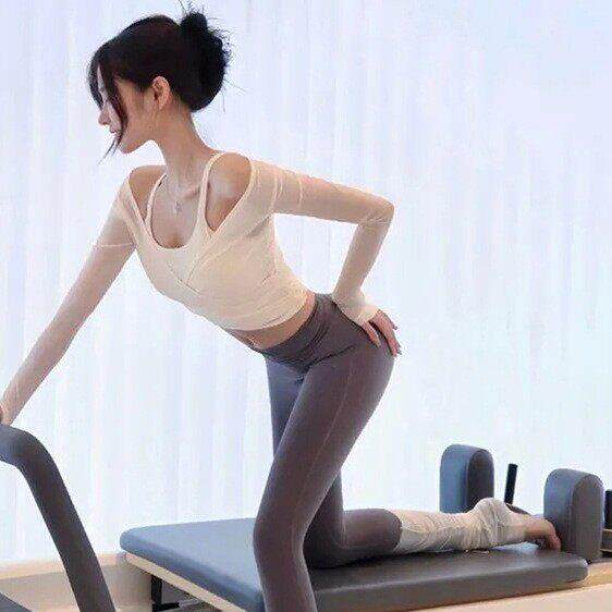 健身房普拉提专业训练瑜伽服套装女运动速干紧身两件套上衣长袖