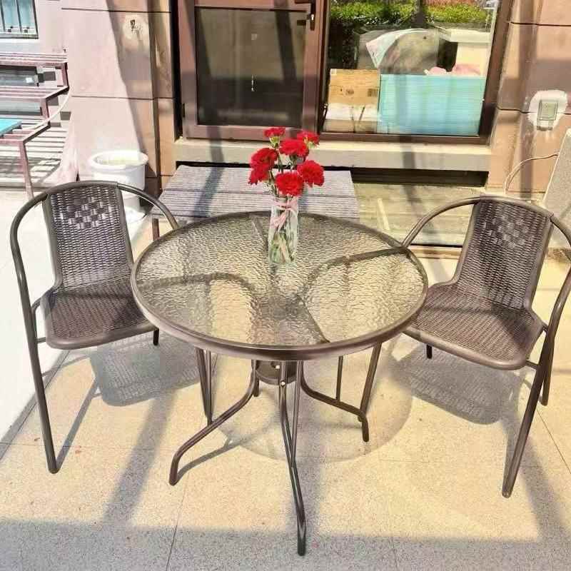 件户外椅带伞组合庭家院VGE露天花园桌椅三套用桌室外休闲阳台折