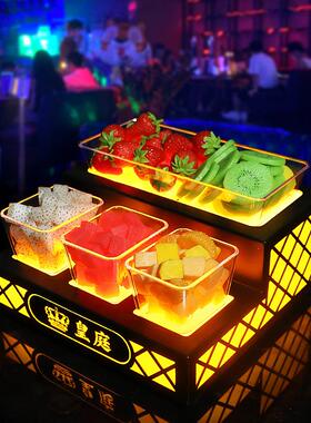 酒吧发光果盘KTV水果盘架LED网格3+1小吃碟阶梯双层四格零食拼盘