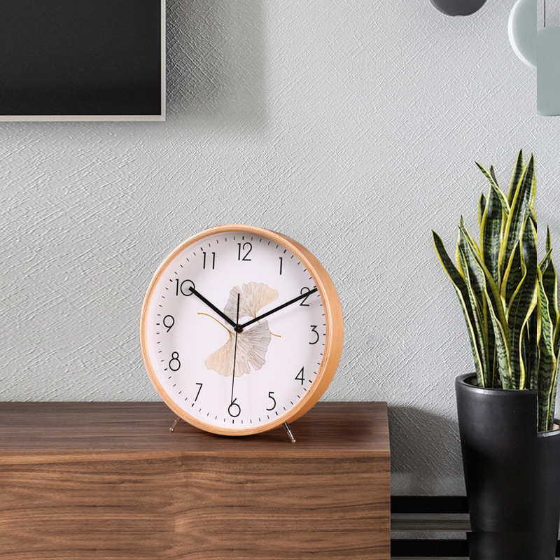 5ZW木质简约桌面时钟客厅台式摆件家用摆放座钟时尚钟表ins摆钟台