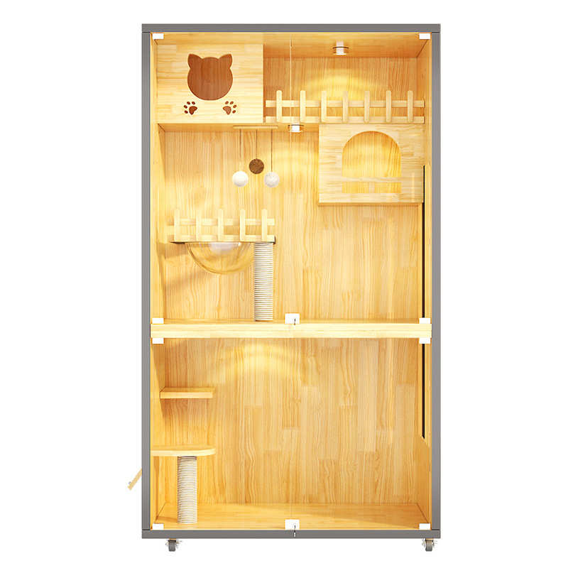 实木猫笼子别墅家用猫窝室内猫咪猫猫屋木质猫柜超大自由空间