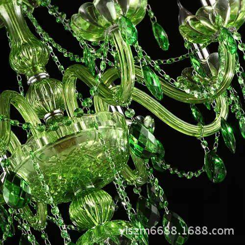 漫咖啡水晶大吊灯创意6头8头绿色蜡烛水晶吊灯餐厅酒吧装饰灯具