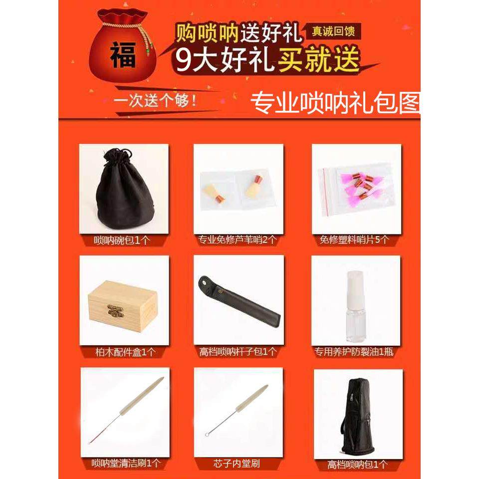 高档精品紫光木檀专业演凑唢呐乐器全套D调初大学者成人唢呐纯铜