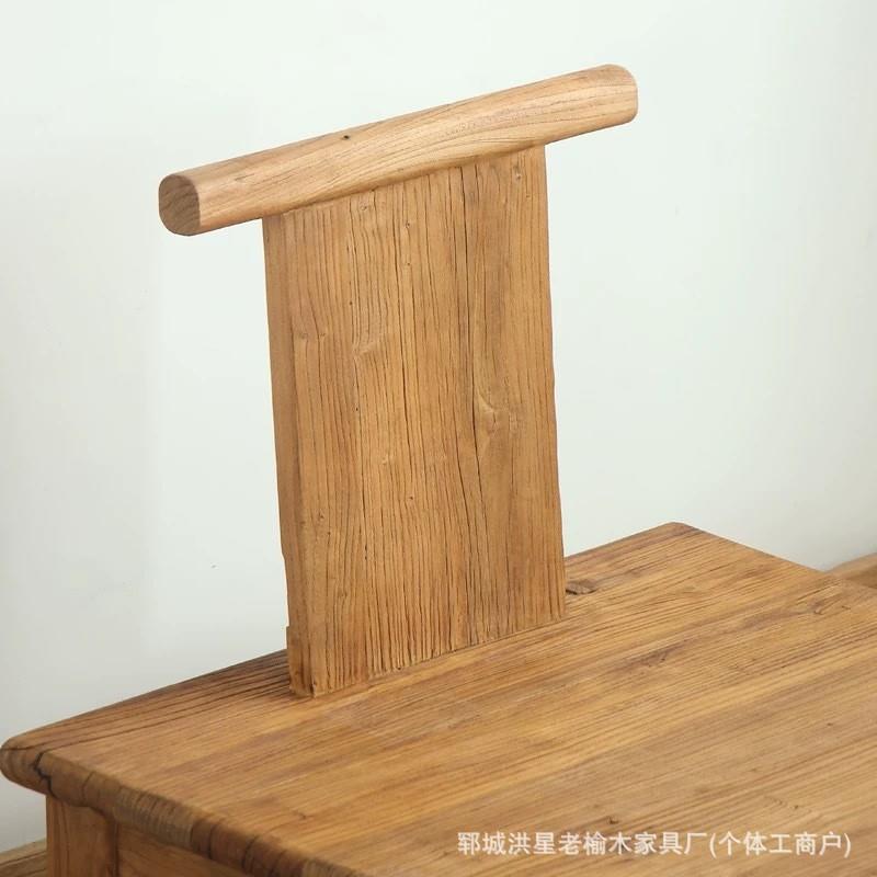 老榆木靠背椅子家用阳台休闲椅中式榆木餐椅复古实木餐椅