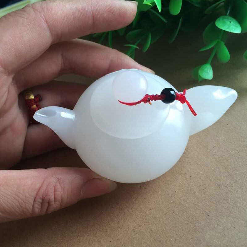 白玉壶酒壶茶具批发媲美和田玉羊脂玉玉石观赏壶手把玩件