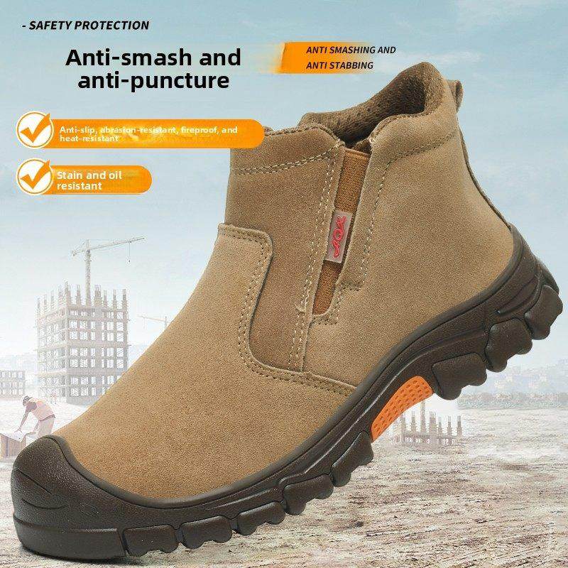 焊工劳动保护鞋男高帮牛皮防烫钢头帽防摔防刺工地保护工作鞋,居家日用,防护鞋,淘宝优惠券,粉丝福利购,淘宝优惠卷