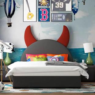 BBM609 1儿童床男孩汽车床轻奢现代实木真皮床青少年单人床男童软