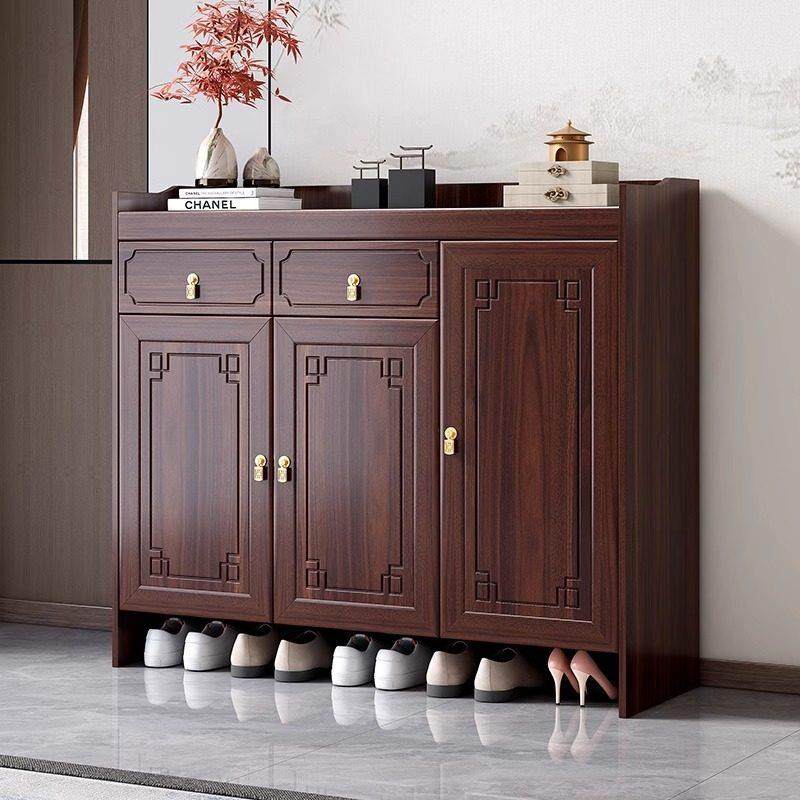 新中式乌金木实木鞋柜家用入户玄关一体柜客厅置物柜子靠墙收纳柜,住宅家具,鞋柜,淘宝优惠券,粉丝福利购,淘宝优惠卷