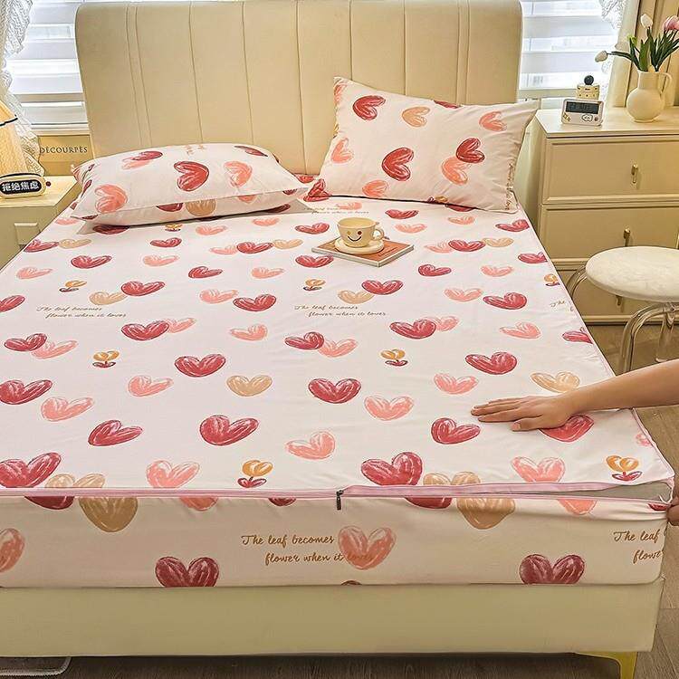 六面全包单床尿笠件床罩防水隔床垫套拉链式防滑固定席梦保单层防