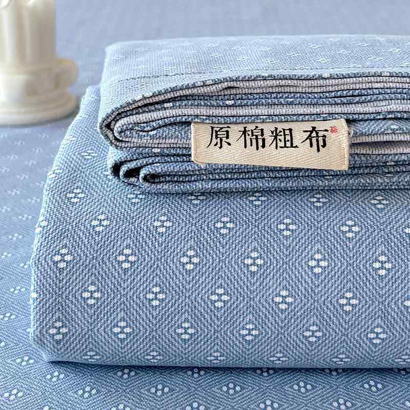老粗布床单单件纯棉加厚全棉100亚麻凉席被单学生宿舍床上三件套4