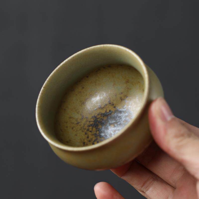 五行粗陶茶杯陶瓷茶盏单个主人杯品茗杯天目建盏窑变粗陶茶碗杯