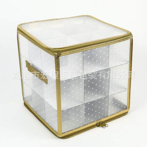 圣诞装饰品收纳盒小雕像容器可折叠彩球储存箱27球pp27L大容量