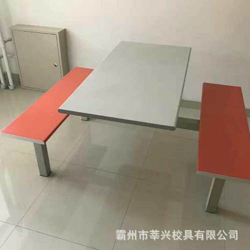 厂家供应不锈钢餐桌四人位连体餐桌椅学校员工食堂餐桌椅