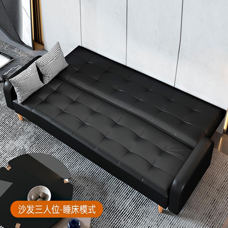 小户型客厅皮革沙发折叠沙发床皮艺商店酒店公寓双人三人发廊理发
