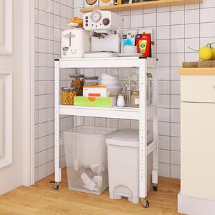 【峰阳置物架】二层厨房垃圾桶上方带轮子可移动下空式收纳落地架