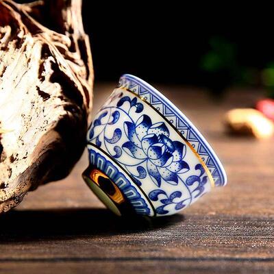 Ceramics Kung Fu Little Tea Cup Set Home Tea Bowl Blue Celad
