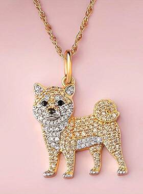 temu亚马逊卡通宠物金色柴犬吊坠项链节日派对珠现货厂家