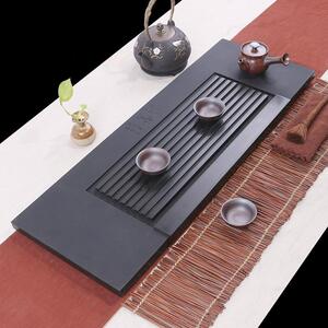 瓷都乌金石茶盘家用简约客厅茶具套装电磁炉一体整块天然石茶台