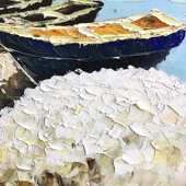 无框餐厅纯手绘风景抽象油画玄关过道竖版 饰画现代简约客厅壁画 装