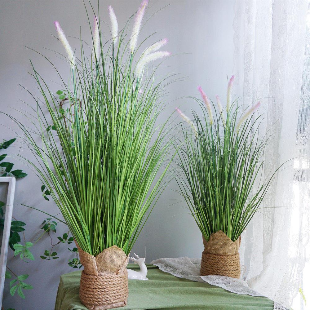 仿真狗尾巴草客厅北欧ins装饰摆设 假花芦苇盆栽落地植物拍摄道具