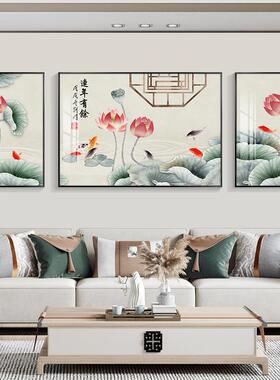 网红年年余客式挂画新装中壁画沙发背景厅墙饰画家和万事兴有三联