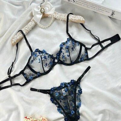 扎染内衣女印花Sexy three-point underwear suit