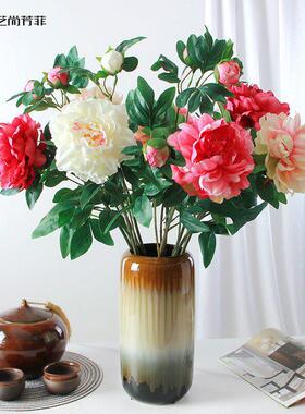 大牡丹彷真花绢花假花桌面花艺摆设落地花卉插花家居客厅装饰摆件