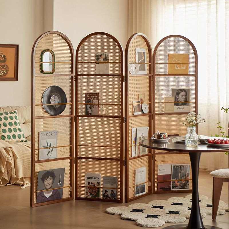 北欧风藤编屏风隔断艺术置物架电镀木可移动延长客厅空间,住宅家具,庭院屏风,淘宝优惠券,粉丝福利购,淘宝优惠卷