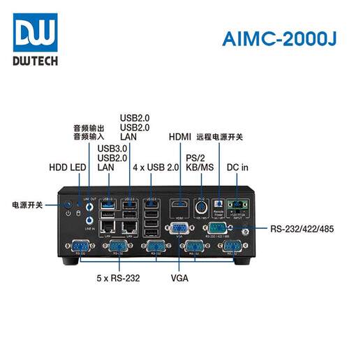 研华工控机AIMC-2000J 嵌入式无风扇工业电脑j1900迷你主机服务器