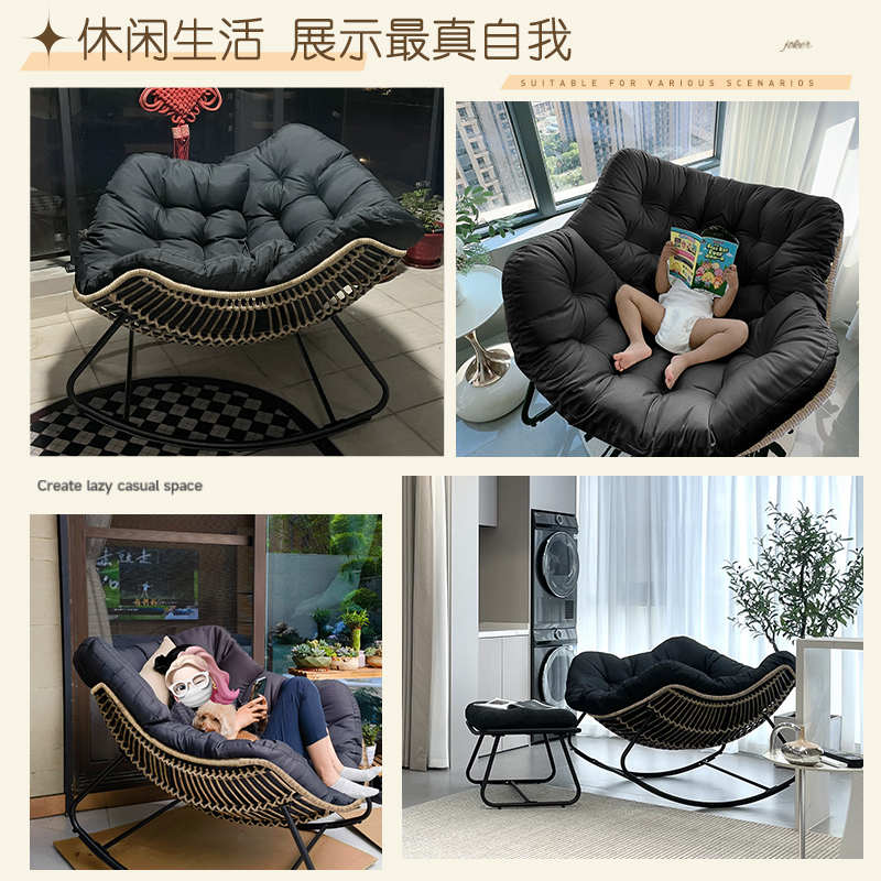 休闲摇椅躺椅阳台休闲椅2025新款雪花绒加粗碳素钢框架家用摇摇椅