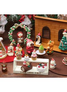 日式猫耶诞节蛋糕耶诞老人小动物家居装饰品礼品桌面摆件