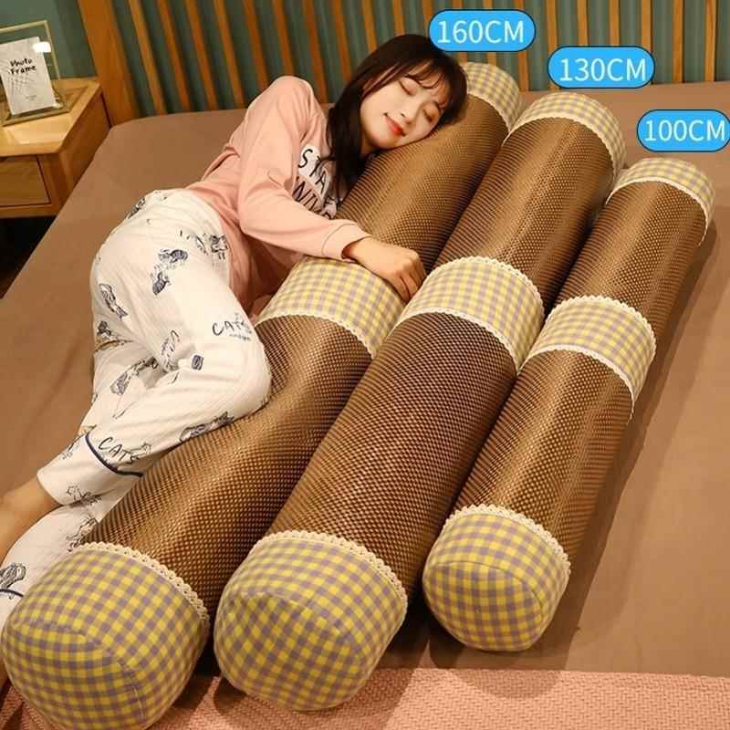 竹夫人抱枕睡觉夹腿抱枕清凉等身抱枕亚麻圆柱枕芯超软安抚可拆洗