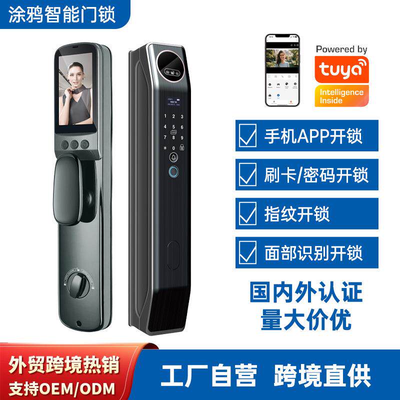 2025新款智能门锁人脸识别带监控电池可充电电子家用通用型门锁