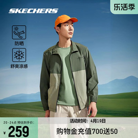 skechers斯凯奇外套，男2024年春季凉感防晒户外黑色运动上衣