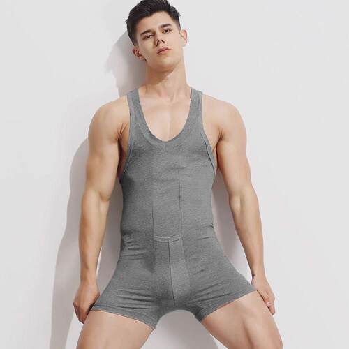 Men's cotton jumpsuit underwear, close fitting shaping