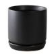 简约陶瓷花盆北欧风黑色配套托盘圆形亚光蝴蝶兰绿萝吊兰多肉网红