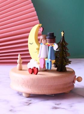 情人节5SW-153720木质八音盒彩彩虹音绘乐盒工爱故事复情古摆件艺