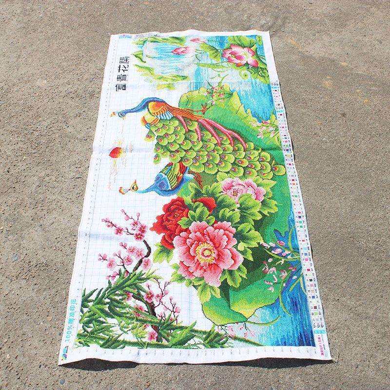 绣好的纯手工十字绣成品花开富贵孔雀图吉祥如意客厅画不带框