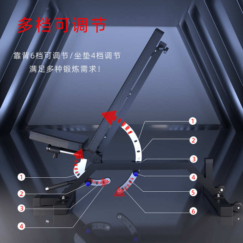 多功能商用哑铃凳卧推凳可调节健身椅健身器材家用仰卧起坐飞鸟凳