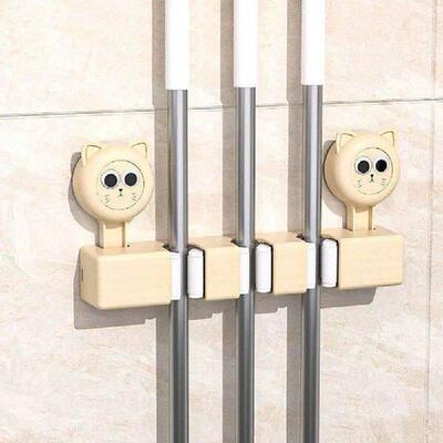 Multifunctional Plastic Suction Cup Mop Clamp Wall Mounted