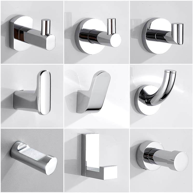 全铜镀铬挂衣钩浴室酒店打孔单钩卫生间壁挂式门后衣帽钩墙壁挂钩