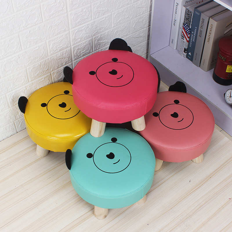 厂家直批松木时尚圆凳布艺沙发凳子儿童家用茶几凳成人矮凳木凳子